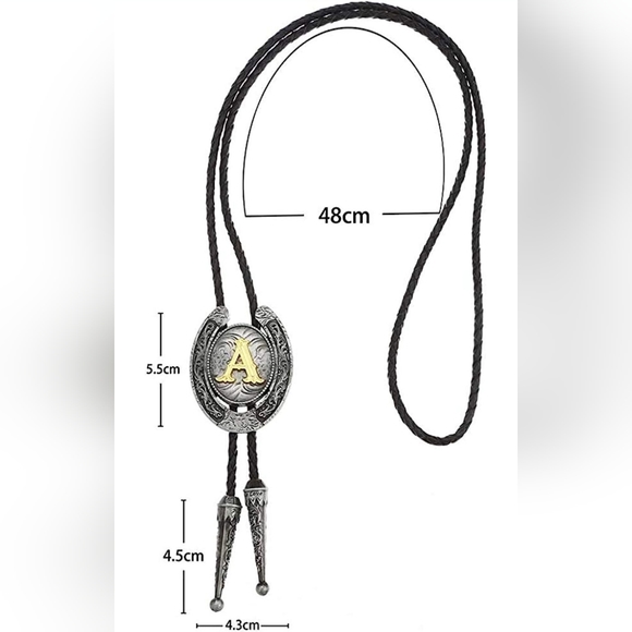 Letter Initial letter 40" bolo tie.  ALL LETTERS AVAILABLE ASK 4 YOUR LETTER - Picture 5 of 7